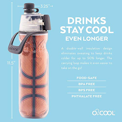 O2COOL Mist N Sip 20 oz Misting Reusable Sports Water Bottle Basketball | Yes - color: Basketball, style: 1 Pack