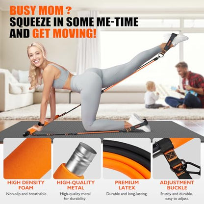 KUTIZE Pilates Bar Kit with Resistance Bands, Pilates Equipment, Multifunctional Pilates Bar for Women & Men, Pilates kit for Hip, Back, Arm, Full-Body Workouts, Home Gym Strength Training Equipment - style: 1-Orange