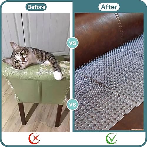 14 Pack Cat Deterrent Outdoor/Indoor Scat Mat, Pet Deterrent Training Mats, Keep Cats/Dogs Away Plastic Mats with Spikes, 23 Sq.ft, 16 x 13 Inches - size: 14 Mats