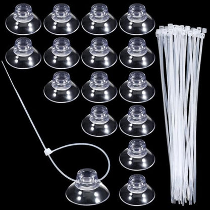 15pcs Clear Silicone Suction Cups for Aquariums with Zip Ties Aquarium Suction Cups for Tubing Fish Tank Plant Holder Binding Fish Tank Rubber Anti-Collision Sucker Pad for Moss, Shrimp Nest, Glass