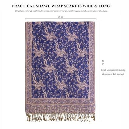 TUSHUSTY Pashmina Feel Shawls Wraps Rave Scarf for Women Soft Silky Reversible Men Scarves Hijab - color: Royal Blue