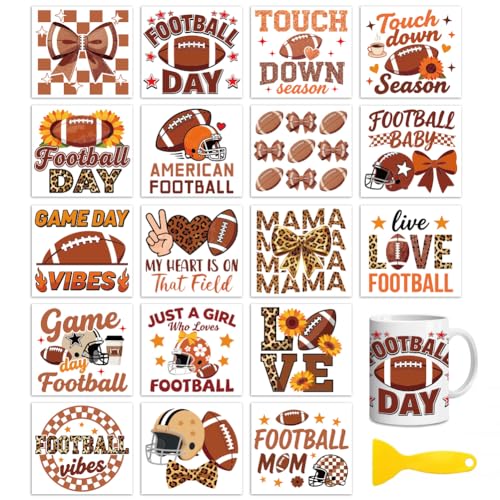 Peacoblue Rugby with Bow Tie Rub On Transfers for Craft, Transfer Sticker | 18 Sheets UV DTF Transfers, Waterproof Rub On Decals for Wood, Glass, Furniture, Tumblers & Home Decor Crafts - style: Rugby with Bow Tie Text