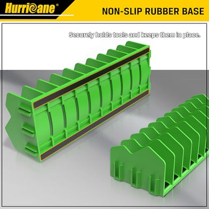 HURRICANE Plier Organizer Rack, 10-Slot Pliers Rack with Non-Slip Rubber Base, Tool Organizer, Tool Drawer Toolbox Storage, Green, Extendable Design, Fit 3” H, 1 Pack - color: green