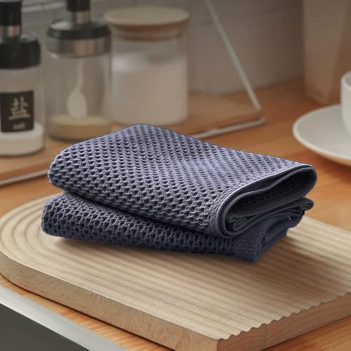 2 Pack 10 x 10 Inches Premium Microfiber Waffle Weave Kitchen Dish Cloths,Ultra Soft Absorbent Quick Drying Dish Towels,Dish Rags for Drying Dishes & Daily Kitchen Use,Gray - color: Dark Gray