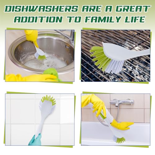 Hsei 20 Pcs Light Green Kitchen Scrub Dish Brush Bulk with 11 Inch Anti Slip Handle Cleaning Dish Scrubber with Stiff Bristles Washing Scrub Brushes for Housekeeping for Pots and Pans, Kitchen Sink - color: Greenyellow