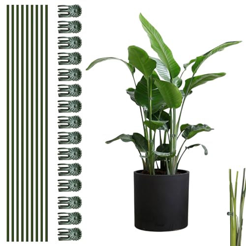 10pcs Green Plant Support Stakes with 15pcs Clips, Bendable Stakes for Tall Plants, Indoor & Outdoor Use - color: 25PCS