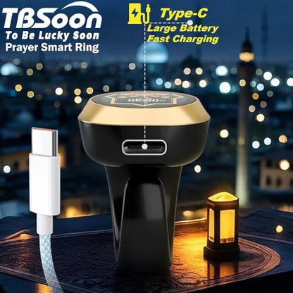 Color Screen Tasbih Smart Ring,Tasbeeh Counters,Prayer Smart Ring,Replaceable Pictures,Electronic Rosary,Forgiveness ring,Large Battery,Large Screen Display,Eid al-Fitr Eid al-Adha Ramadan Gift - color: Black