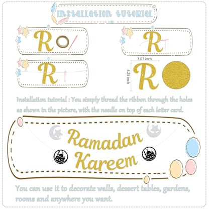 Ramadan Kareem Banner - Ramadan Mubarak Banner - Eid Festival Party Decorations Gold - size: Ramadan Kareem
