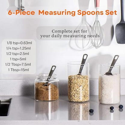 11PCS Measuring Spoons Set Stainless 1 tbsp, 1/2 tbsp, and 1-1/16tsp Steel Measuring Spoons for Cooking Baking Spice Jars and Liquid Ingredients - size: 11 Pcs
