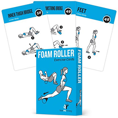 NewMe Fitness Foam Roller Workout Cards, Instructional Fitness Deck for Women & Men, Beginner Fitness Guide to Training Exercises at Home or Gym - style: Foam Roller
