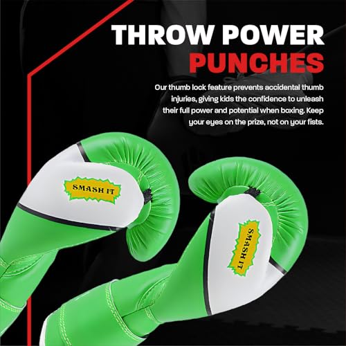 Kids Boxing Gloves for Kids Children Youth Punching Bag Kickboxing Muay Thai Mitts MMA Training Sparring Gloves - color: Green, size: 4 oz