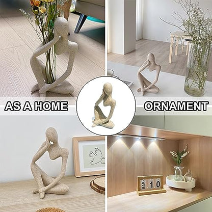 Sandstone Meditating Statue Fish Tank Decorations Betta Fish Aquarium Ornaments Small Thinker Statue Decorative Accessories for Underwater Landscaping Home Garden Décor