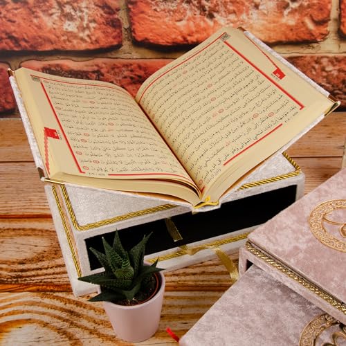 Quran Book with Rahle, Quran Stand, Islamic Gift, Muslim Gift for Eid Ramadan (Cappucino) - color: Cappucino