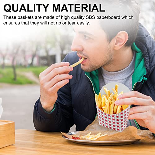 MT Products 5 oz Plaid French Fry Cups - 50 Pack - Disposable Checkered Charcuterie Cups & Fry Boxes - Grease Resistant Paper Snack Holders for Parties - Made in USA