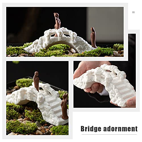 Cabilock 1pc Ornaments Miniture Decoration Zen Arc Bridge Climbing Ladder for Arch Plank Table Top Decor Mini Doll House Terrarium Bridge Glass Decor Ceramics Fish Tank Accessories White