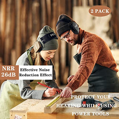 PROHEAR 016 Shooting Ear Protection Earmuffs 2 Pack, NRR 26dB for Gun Range, Hunting -Black and Brown - color: Black+brown