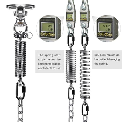SELEWARE Hammock Chair Hanging Kit, Bearing Swing Hooks w/Spring & Chain | Stainless Steel 360° Swivel Swing Hanger, Ceiling Mount for Hanging Indoor Outdoor Swing Hammock Chair Yoga Silk Punching Bag - color: Bearing Swing Hanger With Chain & Straight Sp