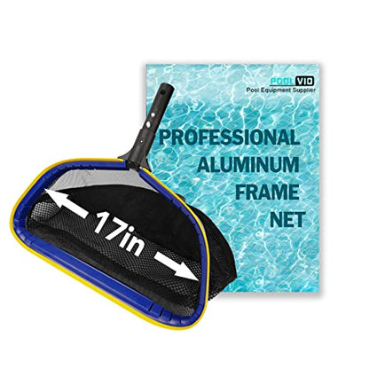 Poolvio Pool Deep Skimmer Net with 3ft - 10ft 1.0mm Thick Adjustable Aluminum Pole & Fine Mesh Bag Leaf Skimmer Rake Net for Above Ground & Inground Swimming Pools, Removes All Debris - size: Pool Rake with Pole