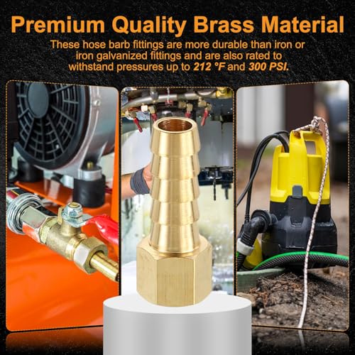 HARFINGTON 2pcs 5/16" to 1/8" NPT Female Brass Hose Barb Fitting Metals Splicer Mender with 2 Pieces Stainless Steel Hose Clamps for 3D Printing, Air Compressor, CNC Machine, Dies - size: 5/16" Barb To 1/8" NPT Female with Clamp
