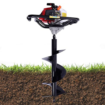 Auger Post Hole Digger, Gas Powered Earth Post Hole Digger Post Holes Earth Digger Petrol Drill Borer Bulb Planting Drill Fence Hole Maker Machine (63CC 3HP 2.2KW Single Leaf) - size: 63CC 3HP 2.2KW Single Leaf
