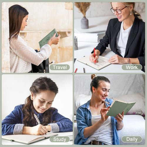 Dotted Journal for Women Men, 192 Pages A5 Notebook Journal, Hardcover Notebook with 100Gsm Thick Pages, Leather Note Book for Writing, Travel, Business, Office, Prayer 5.7 x 8.3, Light Green - color: Light Green, style: Dotted