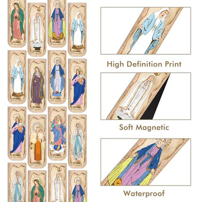 30PCS Magnetic Virgin Mary Bookmarks, Catholic Book Marks Featuring Our Lady of Guadalupe, Our Lady of Fatima, Religious Bible Page Markers Gifts for Women Men, Church Accessories - style: Virgin Mary