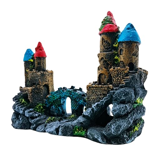 M2cbridge Antique Roman Column Ruins European Castle Aquarium Decorations Fish Tank Hideout Rocks (Medium Castle) - color: Medium Castle