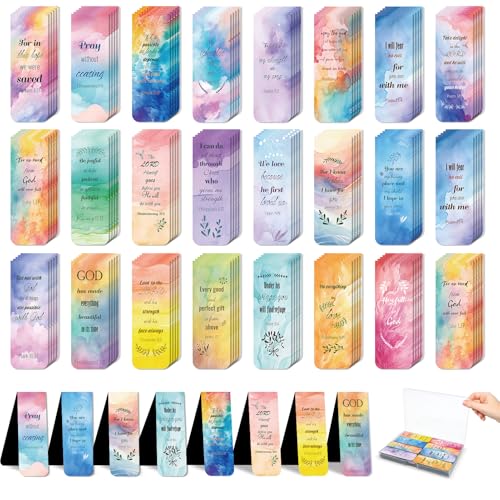 48 Piece Bible Verse Magnetic Bookmarks - Christian Scripture Inspirational Book Marks with Boxes - Religious Motivational Book Marker Prayer Page Clips for Women & Men Reading Gifts(Rainbow Style) - style: Rainbow Style