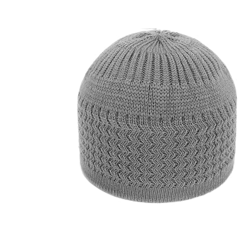 Breathable Cotton Stretchy Islamic Muslim Knitting Kufi Topi Prayer Hat Crochet Taqiyah Takke Skull Cap. - color: Gray