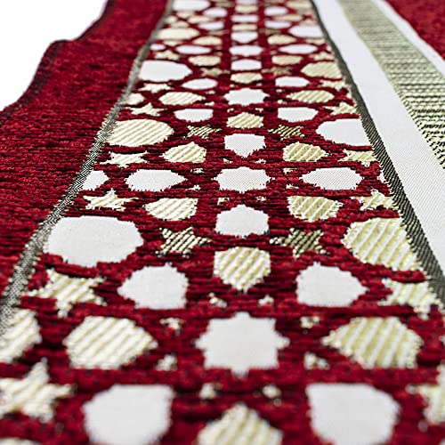 Modefa Turkish Islamic Prayer Mat - Thin Woven Chenille Sajjadah - Intricate Praying Rug Ramadan Eid Gift - Traditional Muslim Janamaz Sajada for Men Women - Geometric Selcuk Star (Red) - color: Red