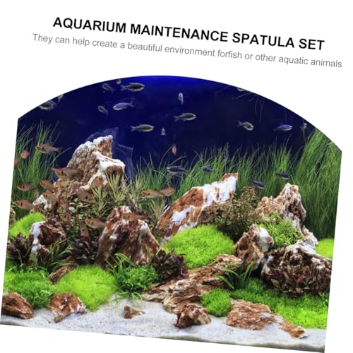 Abaodam 3pcs Water Plants Spatula Set Stainless Steel Aquarium Maintenance Tools Tweezers Spatula Kit for Fish Tank Cleaning Aquascaping Rustproof Easy to Use