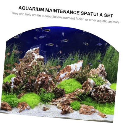 Abaodam 3pcs Water Plants Spatula Set Stainless Steel Aquarium Maintenance Tools Tweezers Spatula Kit for Fish Tank Cleaning Aquascaping Rustproof Easy to Use
