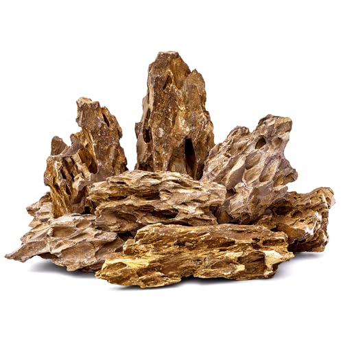 6.1-8.1 Inches Natural Dragon Stone, 6 PCS Large Aquarium Rocks for Aquascaping, Terrariums, Reptile Tanks & Aquarium Décor - size: 6.1-8.1 in