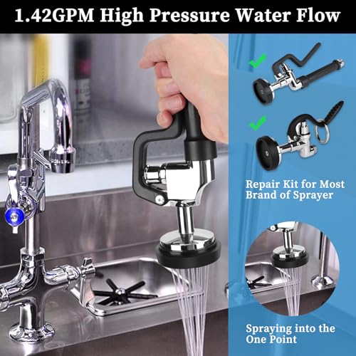 Commercial Spray Valve Repair Kit, 3 Pack Pre-Rinse Sprayer Spray Face Bumper and Screw Repair Part for All Commercial Faucet Sink Dish Sprayer Valve, Black