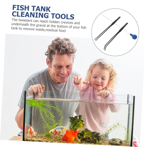 LIOOBO 1Set Aquarium Tweezers and Kit for Fish Tank Maintenance Non Slip Handle Durable Material for Feeding Fish and Aquatic Plants