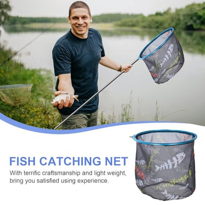 VILLCASE Replacement Fishing Net Head, Wear-Resist Fish Catching Net, 35cm Diameter Deep Round Mesh, Portable Fishing Supplies for Landing and Catching Fish Random Color