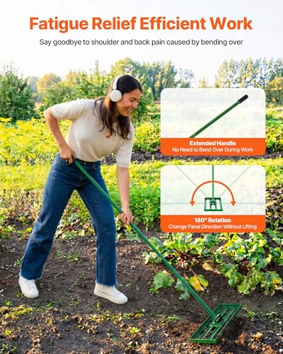 VEVOR Lawn Leveling Rake, 30"x10" Level Lawn Tool, Heavy-Duty Lawn Leveler with 78" Steel Extended Handle, Yard Leveling Rake Suit for Garden, Golf Lawn, Farm - size: 30x10in