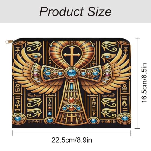 Egyptian Symbol Makeup Bag for Women, Cosmetic Pouch Travel Toiletry Organizer Bag 8.9"x6.5" Polyester - color: Egyptian Symbol