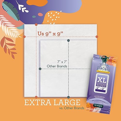 IMPRESA Yoga Mat Cleaner Wipes - Heavy Duty Cleaning for Exercise Equipment - Wipes for Yoga Mats - Lavender Essential Oil Freshening - 150 Count, 9 x 9 in, Lavender
