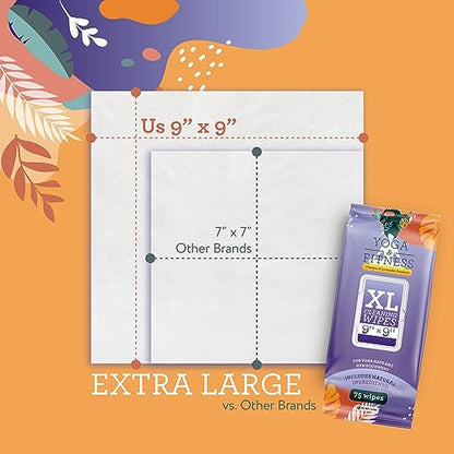 IMPRESA Yoga Mat Cleaner Wipes - Heavy Duty Cleaning for Exercise Equipment - Wipes for Yoga Mats - Lavender Essential Oil Freshening - 150 Count, 9 x 9 in, Lavender