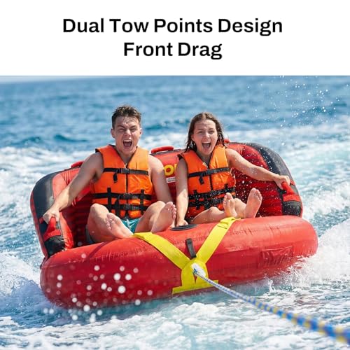 PEAKFLOW Towable Tube,Boat Tube,1-3 Person,Tubes for Boating,PVC Liner and Full Nylon Cover,Lake & Ocean Fun - size: ‎2 Rider Passione