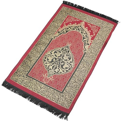Modefa Islamic Gifts Prayer Mat | Thin Woven Praying Mat Muslim Prayer Rug | Muslim Gifts for Men Ramadan Gifts with Tesbih Prayer Beads | Ottoman Rug with Cylinder Gift Box Set Ramadan (Red) - color: Red