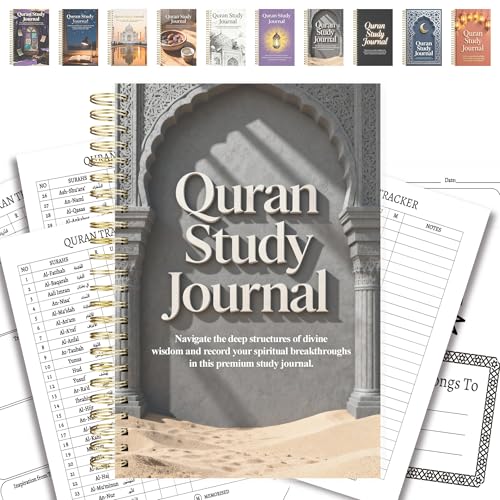 Premium Quran Study Journal - A5 Spiral Bound Islamic Reflection Notebook with 120 Pages 100gsm Thick Paper - Arabic & Translation Tracker for Daily Quranic Study, Memorization & Ramadan Gifts (Stone Arch) - color: Stone Arch