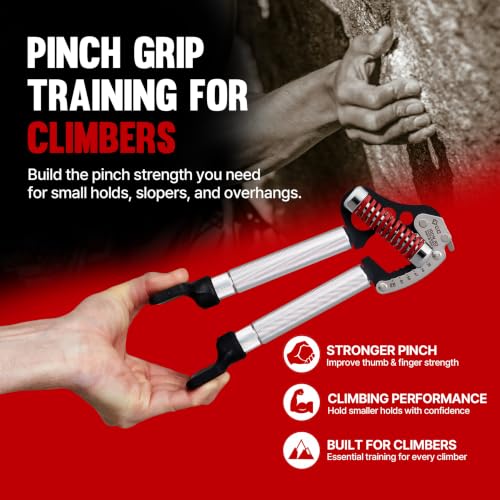 GD IRON GRIP Pinch Grip Set (Rock Climbing Grip Trainer) Grip Strength Trainer Adjustable Hand Grip Strengthener Hand Grip Exerciser Strengthener Wrist Strengtheners for Climbing Finger Training - color: EXT.P 80 (55~176lbs) Red, Silver