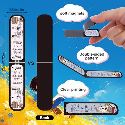 Skeleton Reading Bookmark Magnetic Gift - Wxiben 30 Pcs Gothic Skull Bookmarks Magnetic Floral Skeleton Book Marks Page Magnets Marker Clip for Women Men Students Teacher Book Lovers Bookish - style: Skeleton Reading