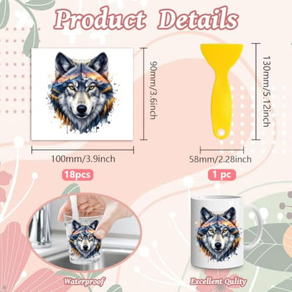 Peacoblue Double Exposure Animals Rub On Transfers Sticker for Craft | 18 Sheets UV DTF Transfers, Waterproof Rub On Decals for Wood, Glass, Furniture, Tumblers & Home Decor Crafts - style: Double Exposure Animals
