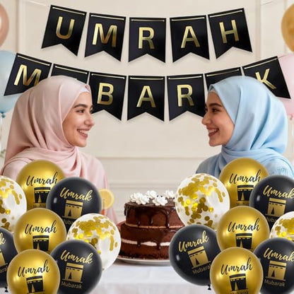 19 Pcs Umrah Mubarak Decorations, Ramadan Decorations for Home, Ramadan Mubarak Banner Suitable for Home and Party Decoration