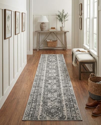 Rugs.com Oregon Collection Rug – 12 Ft Runner Gray Low-Pile Rug Perfect for Hallways, Entryways - color: Grey 2, size: 2'2" x 12' (Runner)