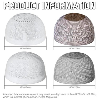 4 Pcs Muslim Knit Kufi Hats Islamic Crochet Prayer Beanie Cap Knitted Taqiyah Takke Skull Topi Eid Ramadan Gift - color: Color B