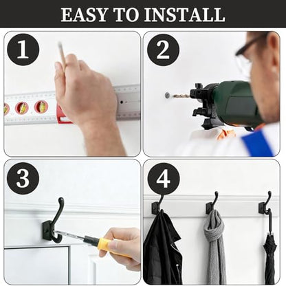 CBWLWJ 16 Pack Heavy Duty Metal Wall Hooks for Hanging, Wall Mounted Coat Hooks for Living Room, Bathroom, Kitchen – Hang Coat, Bag, Scarf, Towel, Hat, Key, Cup (White) - color: White